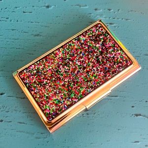 Kate Spade Lenix rose gold sparkle card or money case